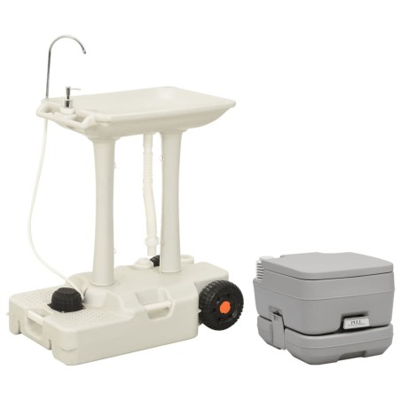 vidaXL Tragbare Campingtoilette mit Waschbecken