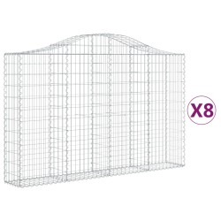 vidaXL Gabionen mit Hochbogen 8 Stk. 200x30x120/140cm Verzinktes Eisen