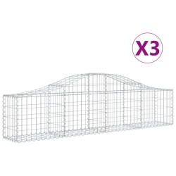 vidaXL Gabionen mit Hochbogen 3 Stk. 200x30x40/60 cm Verzinktes Eisen