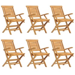 vidaXL Gartenstühle 6 Stk. Klappbar 56x63x90 cm Massivholz Teak
