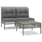 vidaXL 3-tlg. Garten-Lounge-Set mit Kissen Grau Poly Rattan vidaXL 3-tlg. Garten-Lounge-Set mit Kissen Grau Poly Rattan