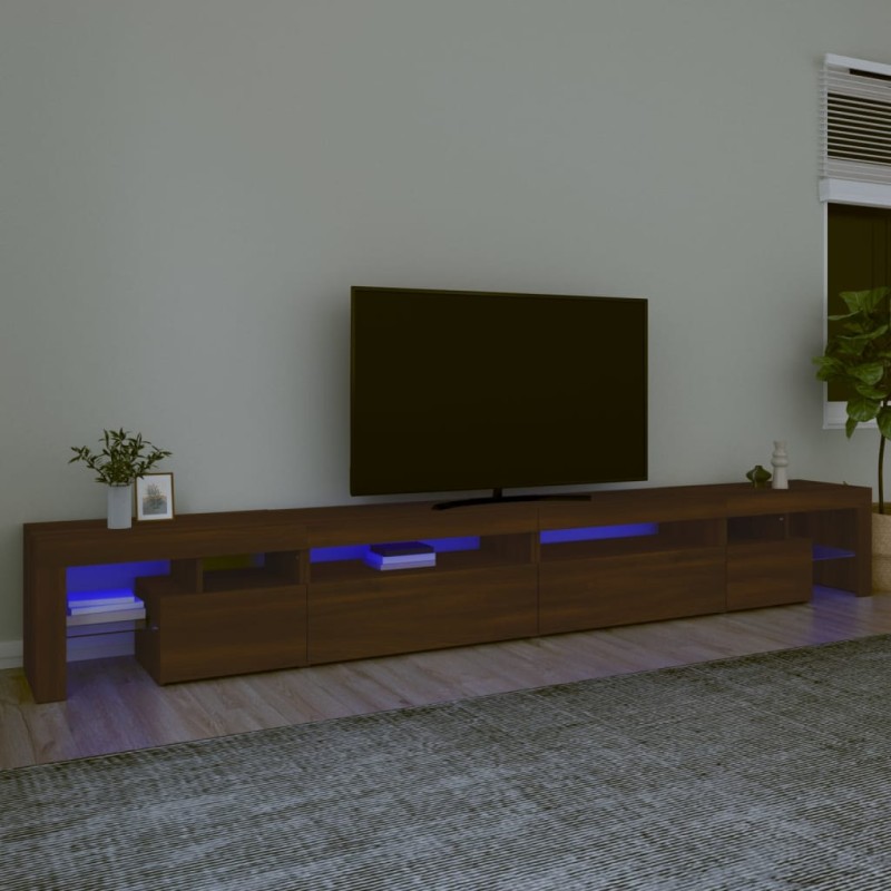 vidaXL TV-Schrank mit LED-Leuchten Braun Eichen-Optik 290x36,5x40 cm vidaXL TV-Schrank mit LED-Leuchten Braun Eichen-Optik 290x36,5x40 cm