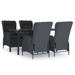 vidaXL 5-tlg. Garten-Essgruppe Dunkelgrau Poly Rattan