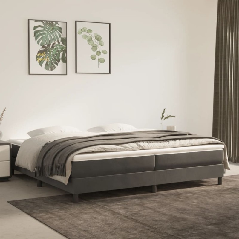 vidaXL Boxspringbett mit Matratze Dunkelgrau 200x200 cm Samt vidaXL Boxspringbett mit Matratze Dunkelgrau 200x200 cm Samt