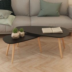 vidaXL Beistelltisch Set 2 Stk. Kiefernholz Massiv Schwarz