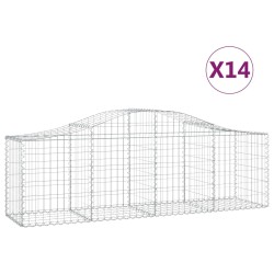 vidaXL Gabionen mit Hochbogen 14 Stk. 200x50x60/80 cm Verzinktes Eisen