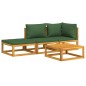 vidaXL 4-tlg. Garten-Lounge-Set mit Grünen Kissen Massivholz vidaXL 4-tlg. Garten-Lounge-Set mit Grünen Kissen Massivholz