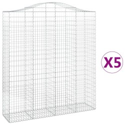 vidaXL Gabionen mit Hochbogen 5 Stk. 200x50x220/240cm Verzinktes Eisen