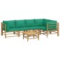 vidaXL 6-tlg. Garten-Lounge-Set mit Grünen Kissen Bambus vidaXL 6-tlg. Garten-Lounge-Set mit Grünen Kissen Bambus