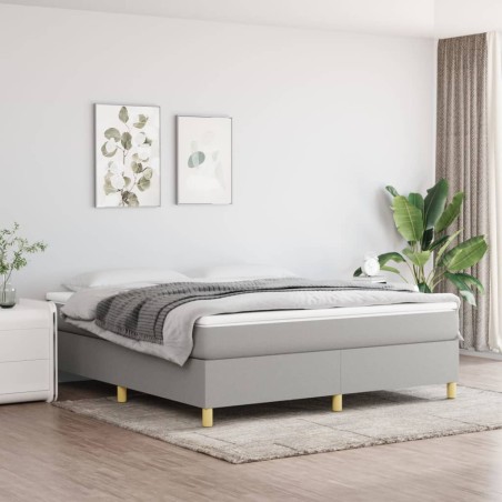 vidaXL Boxspringbett mit Matratze Hellgrau 160x200 cm Stoff
