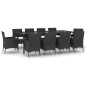 vidaXL 11-tlg. Garten-Essgruppe mit Kissen Schwarz Poly Rattan vidaXL 11-tlg. Garten-Essgruppe mit Kissen Schwarz Poly Rattan