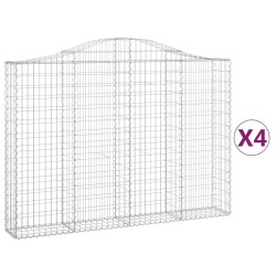 vidaXL Gabionen mit Hochbogen 4 Stk. 200x30x140/160cm Verzinktes Eisen