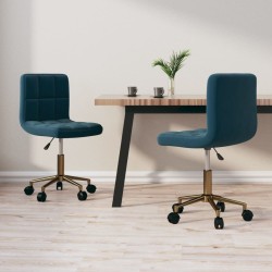 Esszimmerstühle 2 Stk. Drehbar Blau Samt