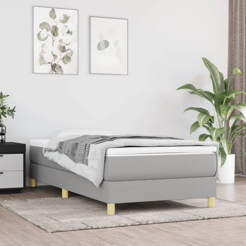 vidaXL Boxspringbett mit Matratze Hellgrau 90x200 cm Stoff vidaXL Boxspringbett mit Matratze Hellgrau 90x200 cm Stoff