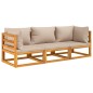 vidaXL 3-tlg. Garten-Lounge-Set mit Taupe Kissen Massivholz vidaXL 3-tlg. Garten-Lounge-Set mit Taupe Kissen Massivholz