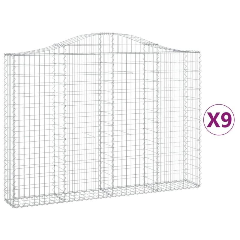vidaXL Gabionen mit Hochbogen 9 Stk. 200x30x140/160cm Verzinktes Eisen vidaXL Gabionen mit Hochbogen 9 Stk. 200x30x140/160cm Verzinktes Eisen