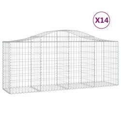vidaXL Gabionen mit Hochbogen 14 Stk. 200x50x80/100cm Verzinktes Eisen