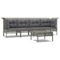 vidaXL 5-tlg. Garten-Lounge-Set mit Kissen Grau Poly Rattan vidaXL 5-tlg. Garten-Lounge-Set mit Kissen Grau Poly Rattan