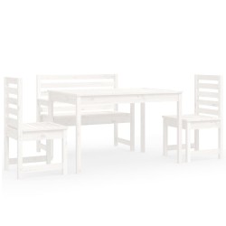 vidaXL 4-tlg. Garten-Essgruppe Weiß Massivholz Kiefer