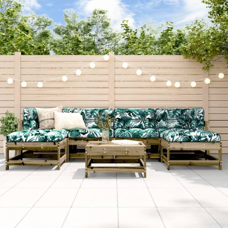 vidaXL 7-tlg. Garten-Lounge-Set mit Kissen Imprägniertes Kiefernholz