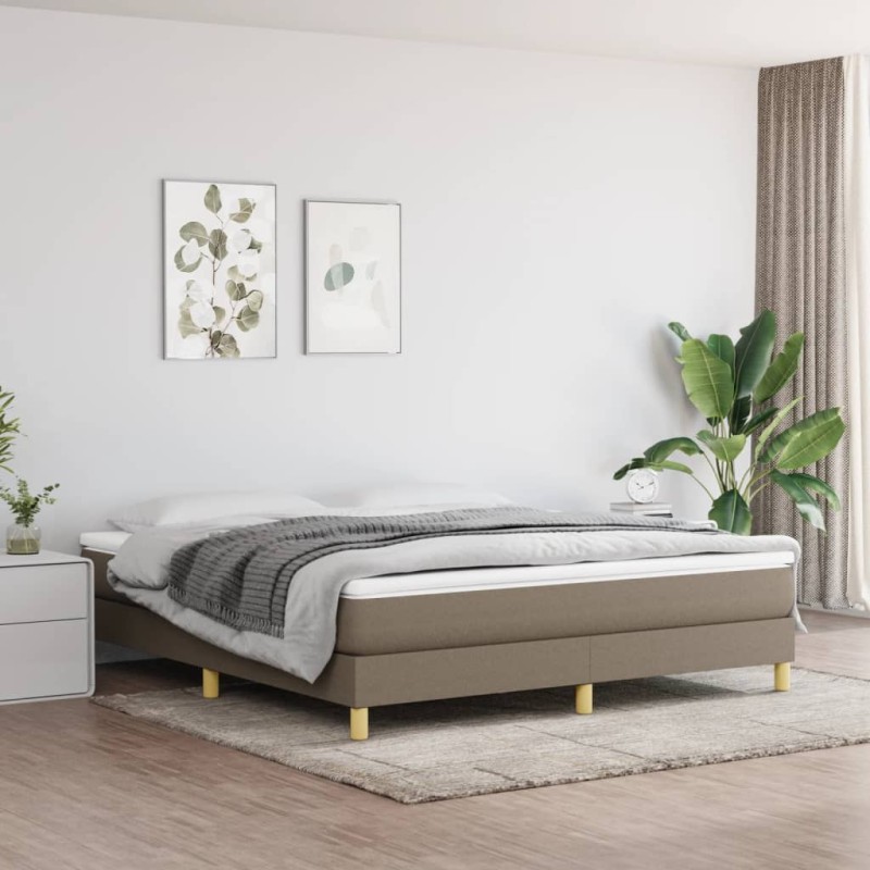vidaXL Boxspringbett mit Matratze Taupe 180x200 cm Stoff vidaXL Boxspringbett mit Matratze Taupe 180x200 cm Stoff
