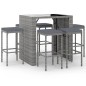 vidaXL 7-tlg. Gartenbar-Set mit Kissen Grau Poly Rattan vidaXL 7-tlg. Gartenbar-Set mit Kissen Grau Poly Rattan