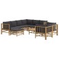 vidaXL 10-tlg. Garten-Lounge-Set mit Dunkelgrauen Kissen Bambus vidaXL 10-tlg. Garten-Lounge-Set mit Dunkelgrauen Kissen Bambus