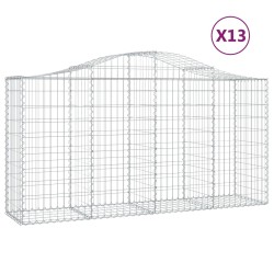 vidaXL Gabionen mit Hochbogen 13 Stk 200x50x100/120cm Verzinktes Eisen