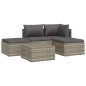 vidaXL 5-tlg. Garten-Lounge-Set mit Kissen Grau Poly Rattan vidaXL 5-tlg. Garten-Lounge-Set mit Kissen Grau Poly Rattan