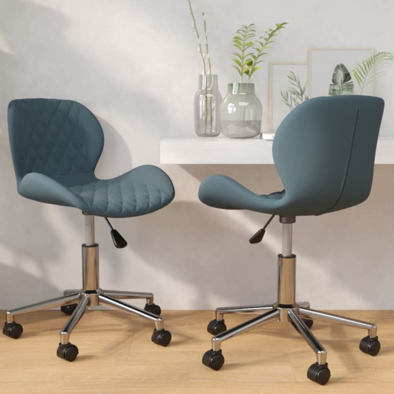 Esszimmerstühle 2 Stk. Drehbar Blau Samt Esszimmerstühle 2 Stk. Drehbar Blau Samt