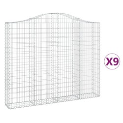 vidaXL Gabionen mit Hochbogen 9 Stk. 200x30x160/180cm Verzinktes Eisen