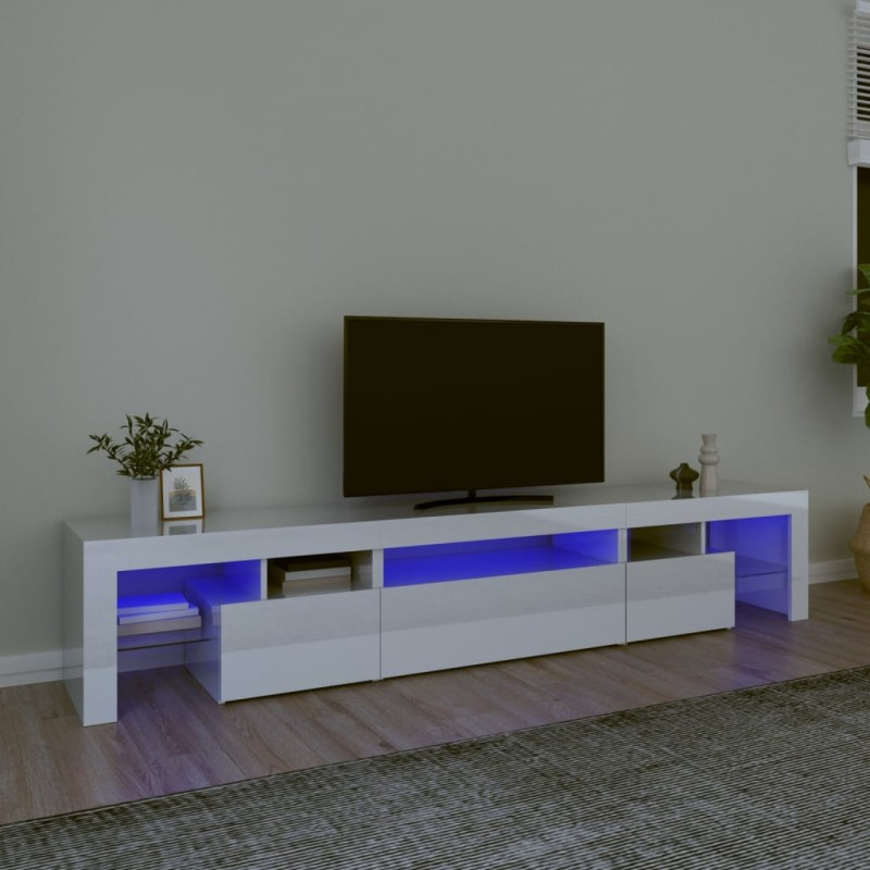 vidaXL TV-Schrank mit LED-Leuchten Hochglanz-Weiß 215x36,5x40 cm vidaXL TV-Schrank mit LED-Leuchten Hochglanz-Weiß 215x36,5x40 cm