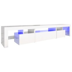 vidaXL TV-Schrank mit LED-Leuchten Hochglanz-Weiß 215x36,5x40 cm