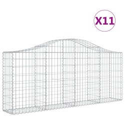 vidaXL Gabionen mit Hochbogen 11 Stk. 200x30x80/100cm Verzinktes Eisen