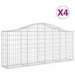 vidaXL Gabionen mit Hochbogen 4 Stk. 200x30x80/100 cm Verzinktes Eisen