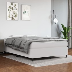 vidaXL Boxspringbett mit Matratze Weiß 140x200 cm Kunstleder