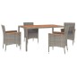 vidaXL 5-tlg. Garten-Essgruppe mit Kissen Grau Poly Rattan vidaXL 5-tlg. Garten-Essgruppe mit Kissen Grau Poly Rattan