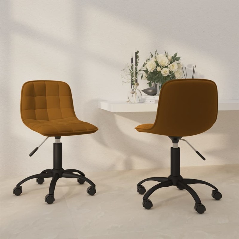 Esszimmerstühle 2 Stk. Drehbar Braun Samt Esszimmerstühle 2 Stk. Drehbar Braun Samt
