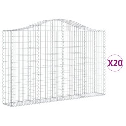 vidaXL Gabionen mit Hochbogen 20Stk. 200x30x120/140cm Verzinktes Eisen