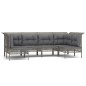 vidaXL 6-tlg. Garten-Lounge-Set mit Kissen Grau Poly Rattan vidaXL 6-tlg. Garten-Lounge-Set mit Kissen Grau Poly Rattan