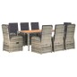 vidaXL 9-tlg. Garten-Essgruppe mit Kissen Grau Poly Rattan vidaXL 9-tlg. Garten-Essgruppe mit Kissen Grau Poly Rattan