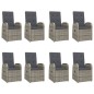 vidaXL 9-tlg. Garten-Essgruppe mit Kissen Grau Poly Rattan vidaXL 9-tlg. Garten-Essgruppe mit Kissen Grau Poly Rattan