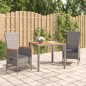 vidaXL 3-tlg. Garten-Essgruppe mit Kissen Grau Poly Rattan vidaXL 3-tlg. Garten-Essgruppe mit Kissen Grau Poly Rattan
