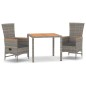 vidaXL 3-tlg. Garten-Essgruppe mit Kissen Grau Poly Rattan vidaXL 3-tlg. Garten-Essgruppe mit Kissen Grau Poly Rattan
