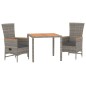 vidaXL 3-tlg. Garten-Essgruppe mit Kissen Grau Poly Rattan vidaXL 3-tlg. Garten-Essgruppe mit Kissen Grau Poly Rattan