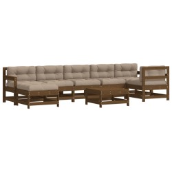 vidaXL 8-tlg. Garten-Lounge-Set mit Kissen Honigbraun Massivholz