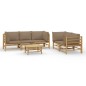 vidaXL 6-tlg. Garten-Lounge-Set mit Kissen Taupe Bambus vidaXL 6-tlg. Garten-Lounge-Set mit Kissen Taupe Bambus