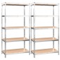 vidaXL Regale mit 5 Böden 2 Stk. Silbern Stahl & Holzwerkstoff vidaXL Regale mit 5 Böden 2 Stk. Silbern Stahl & Holzwerkstoff