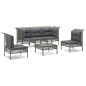 vidaXL 6-tlg. Garten-Lounge-Set mit Kissen Grau Poly Rattan vidaXL 6-tlg. Garten-Lounge-Set mit Kissen Grau Poly Rattan