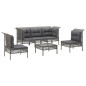 vidaXL 6-tlg. Garten-Lounge-Set mit Kissen Grau Poly Rattan vidaXL 6-tlg. Garten-Lounge-Set mit Kissen Grau Poly Rattan